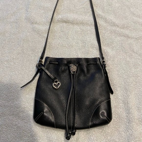 Brighton Heart Black Leather Medium Crossbody Shoulder Purse - Picture 1 of 11